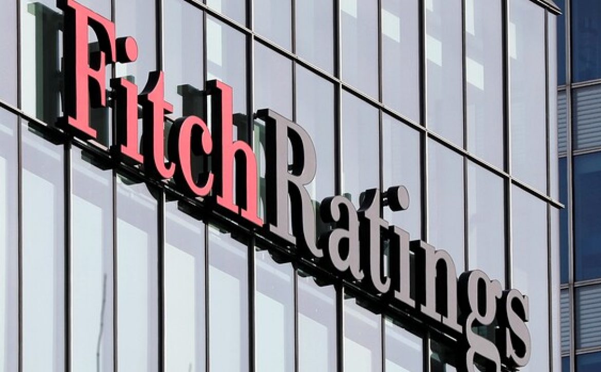 FILE PHOTO: The Fitch Ratings logo is seen at its offices at Canary Wharf financial district in London